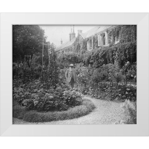 Claude Monet at his House at Giverny 1921 White Modern Wood Framed Art Print by Vintage Photography