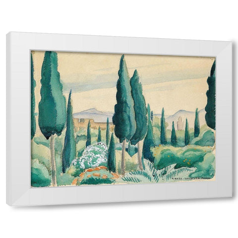 A Moroccan landscape with pine trees White Modern Wood Framed Art Print by Wegener, Gerda