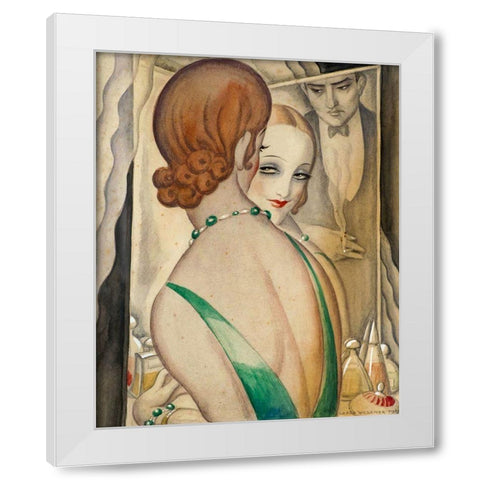At the Mirror White Modern Wood Framed Art Print by Wegener, Gerda