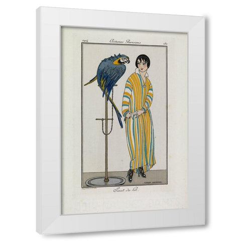 Fashion Drawing Dressing gown White Modern Wood Framed Art Print by Wegener, Gerda