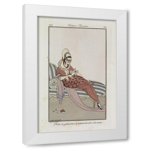 Fashion Drawing Ruffled dress White Modern Wood Framed Art Print by Wegener, Gerda