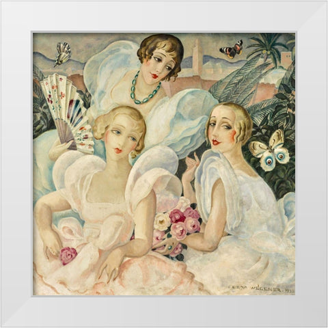 Les femmes fatales White Modern Wood Framed Art Print by Wegener, Gerda