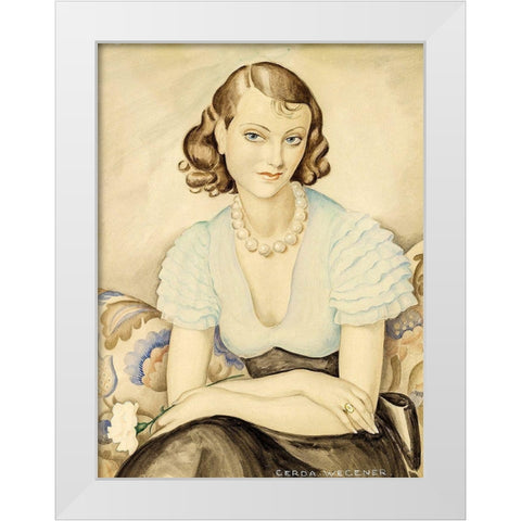 Portrait of a young woman White Modern Wood Framed Art Print by Wegener, Gerda