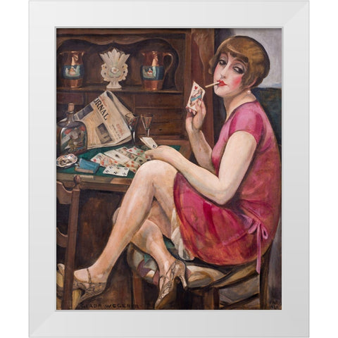 Queen of the Heart - Portrait of Lili White Modern Wood Framed Art Print by Wegener, Gerda