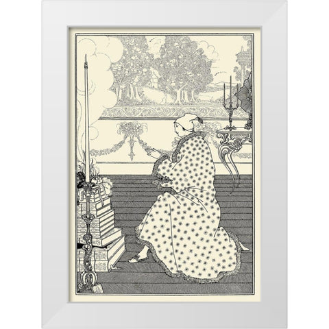 Rape of the Lock 1896 - The Barons prayer White Modern Wood Framed Art Print by Beardsley, Aubrey