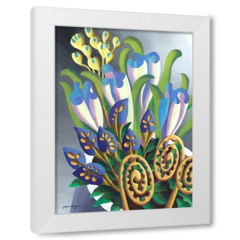 Dream Flowers V White Modern Wood Framed Art Print by Wang, John Z.