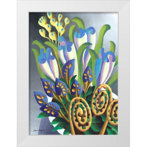 Dream Flowers V White Modern Wood Framed Art Print by Wang, John Z.
