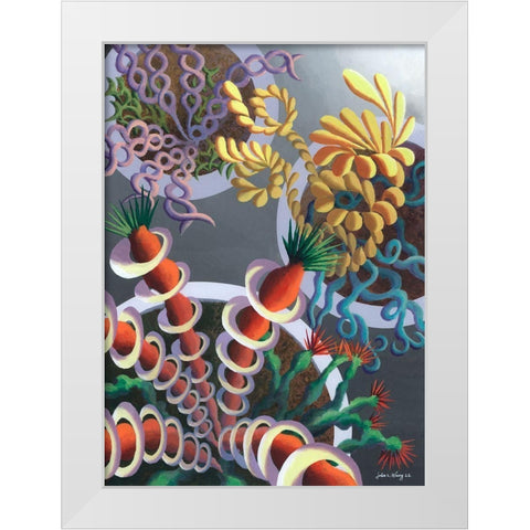 Dream Flowers IX White Modern Wood Framed Art Print by Wang, John Z.