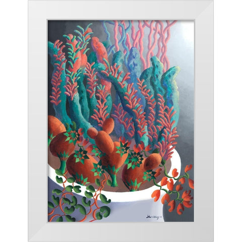 Dream Flowers X White Modern Wood Framed Art Print by Wang, John Z.