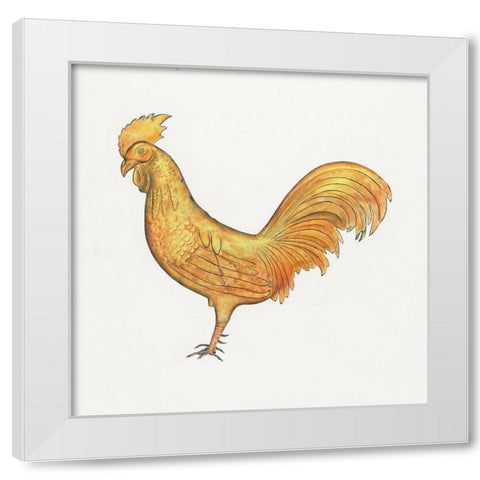 Cock Weather Vane  White Modern Wood Framed Art Print by Chickens