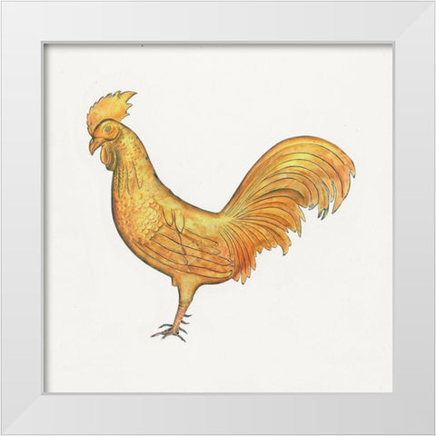 Cock Weather Vane  White Modern Wood Framed Art Print by Chickens