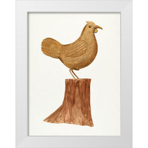 Little Wooden Hen White Modern Wood Framed Art Print by Bent, Mildred E.