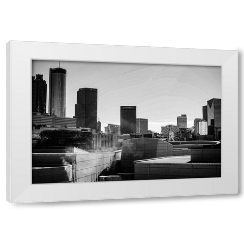 Skyscrapers and a Ferris Wheel in the Skyline of Atlanta-Georgia White Modern Wood Framed Art Print by Georgia Picture Archive