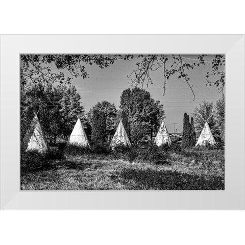 Wigwam Village-Horse Cave-Kentucky White Modern Wood Framed Art Print by Margolies, John