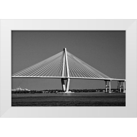 The Cooper River in Charleston-South Carolina White Modern Wood Framed Art Print by South Carolina Picture Archive
