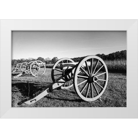 Cannons at Shiloh National Military Park Tennessee White Modern Wood Framed Art Print by Tennessee Picture Archive