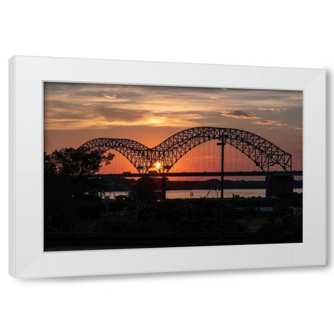 Hernando de Soto Bridge Memphis Tennessee White Modern Wood Framed Art Print by Tennessee Picture Archive