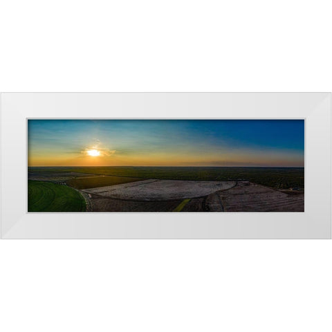 Aerial Panorama of the Ernie Schirmer Farms Cotton Harvest in Batesville-Texas White Modern Wood Framed Art Print by Texas Picture Archive