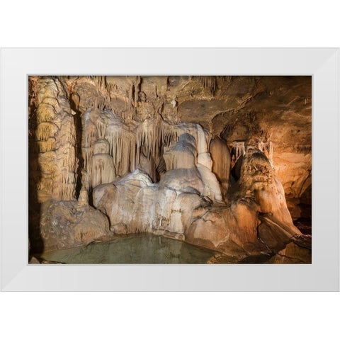 Formations in the Cave Without a Name-located near Boerne in Kendall County-Texas White Modern Wood Framed Art Print by Texas Picture Archive