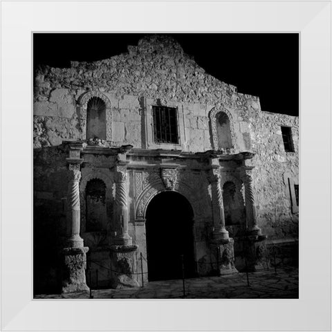The Alamo-Texas White Modern Wood Framed Art Print by Texas Picture Archive