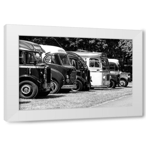 Classic Bus Line White Modern Wood Framed Art Print by Vintage Photo Archive