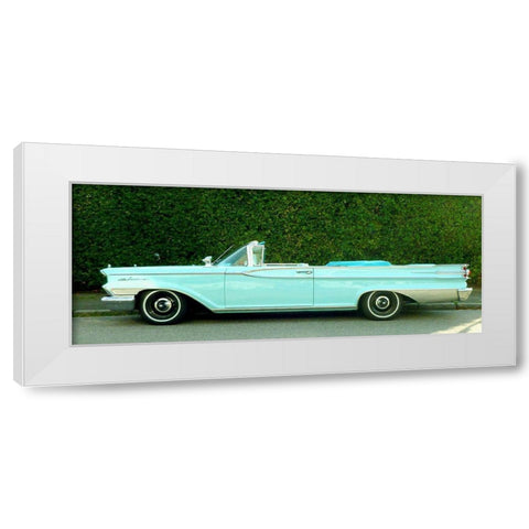 Classic Green Car White Modern Wood Framed Art Print by Vintage Photo Archive