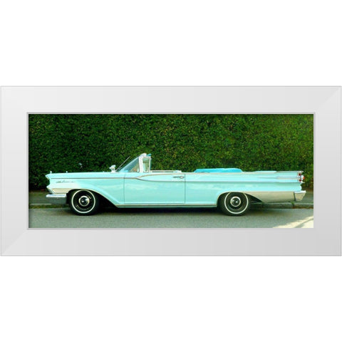 Classic Green Car White Modern Wood Framed Art Print by Vintage Photo Archive