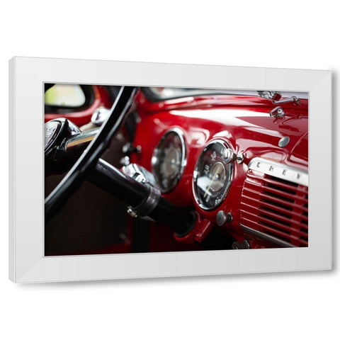 Red Classic Car Interior White Modern Wood Framed Art Print by Vintage Photo Archive