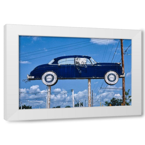 Used Cars Sign White Modern Wood Framed Art Print by Margolies, John