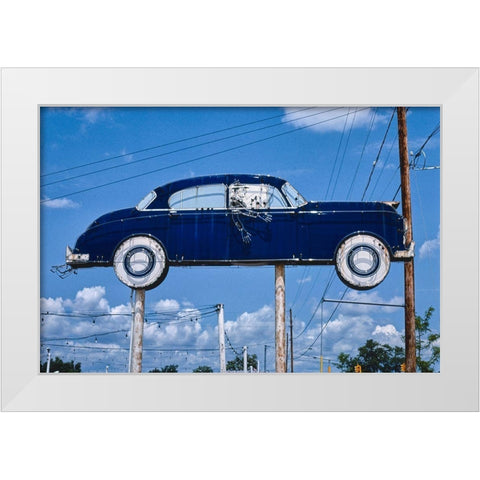 Used Cars Sign White Modern Wood Framed Art Print by Margolies, John