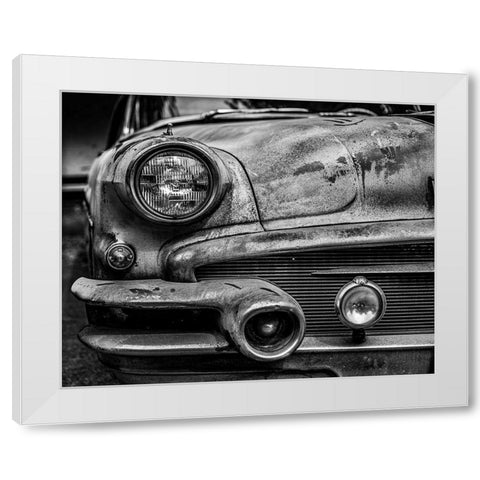 Vintage Car Closeup White Modern Wood Framed Art Print by Vintage Photo Archive