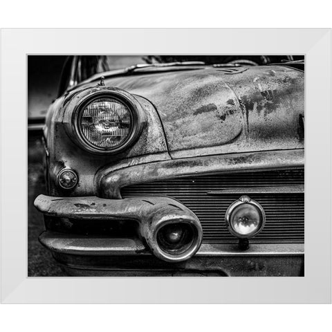 Vintage Car Closeup White Modern Wood Framed Art Print by Vintage Photo Archive