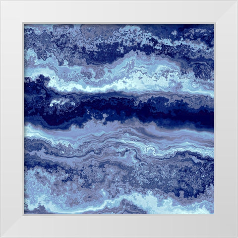 Navy Blue Agate White Modern Wood Framed Art Print by Alpenglow Workshop