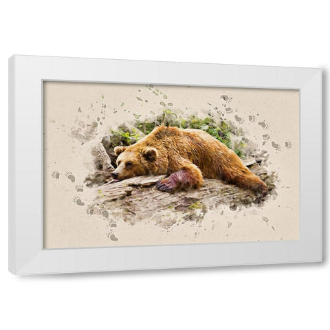 Bearly There White Modern Wood Framed Art Print by Alpenglow Workshop