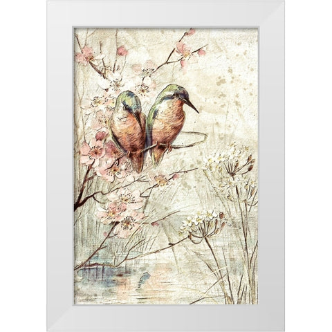 Kingfishers White Modern Wood Framed Art Print by Alpenglow Workshop