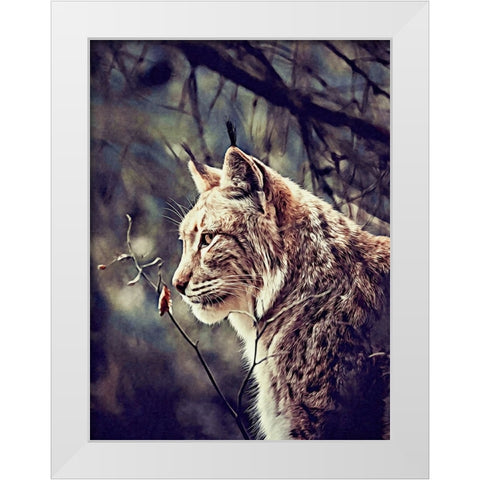 Lynx White Modern Wood Framed Art Print by Alpenglow Workshop