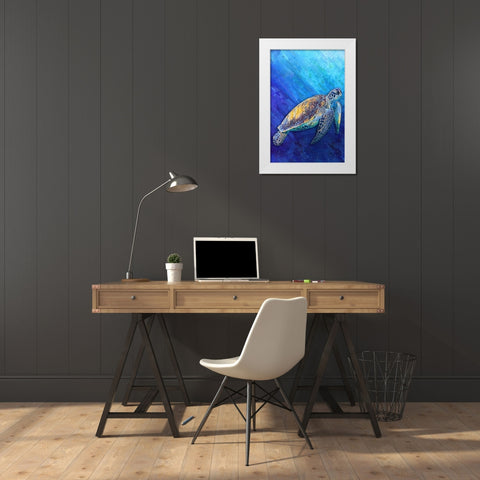 Sea Turtle White Modern Wood Framed Art Print by Alpenglow Workshop