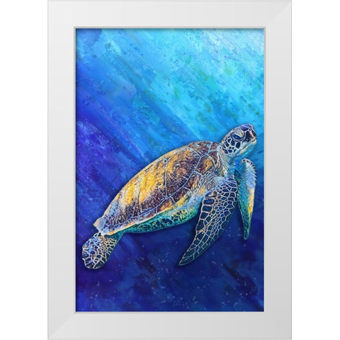 Sea Turtle White Modern Wood Framed Art Print by Alpenglow Workshop