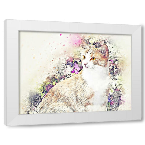 Victorian Cat White Modern Wood Framed Art Print by Alpenglow Workshop