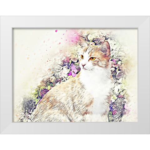 Victorian Cat White Modern Wood Framed Art Print by Alpenglow Workshop