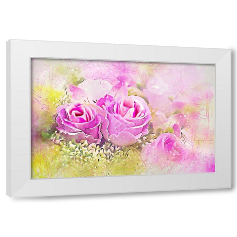 Misty Rose Bouquet White Modern Wood Framed Art Print by Alpenglow Workshop