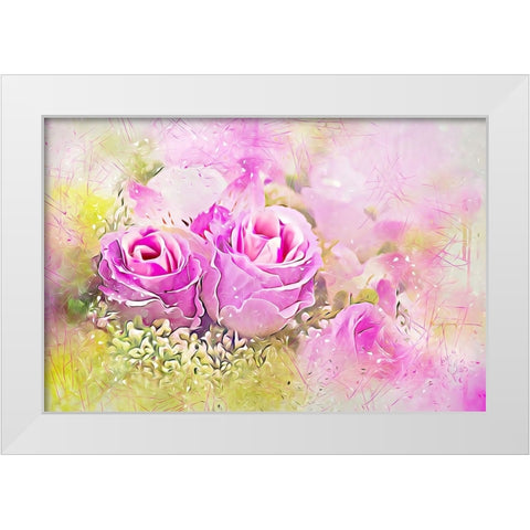 Misty Rose Bouquet White Modern Wood Framed Art Print by Alpenglow Workshop