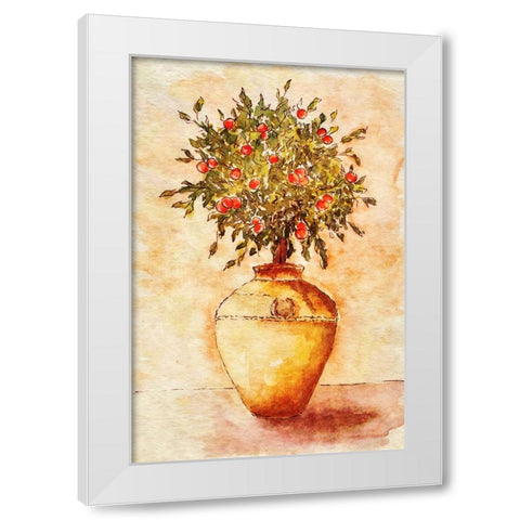 Potted Fruit Tree White Modern Wood Framed Art Print by Alpenglow Workshop