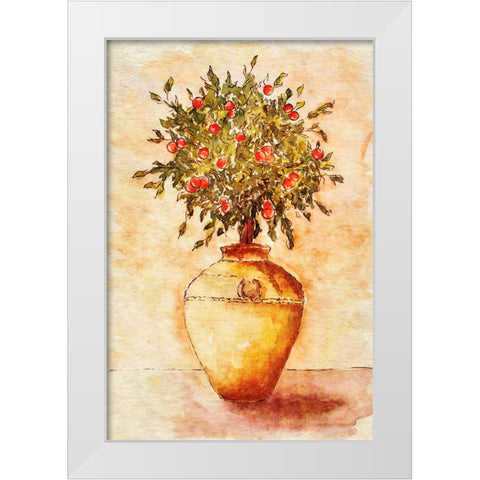Potted Fruit Tree White Modern Wood Framed Art Print by Alpenglow Workshop