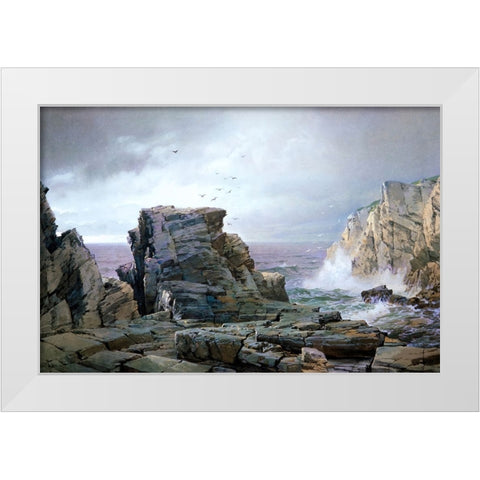 A Rocky Coast White Modern Wood Framed Art Print by Alpenglow Workshop