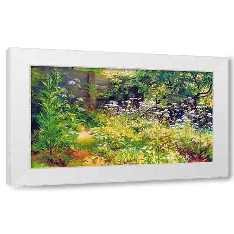 Garden Corner White Modern Wood Framed Art Print by Alpenglow Workshop