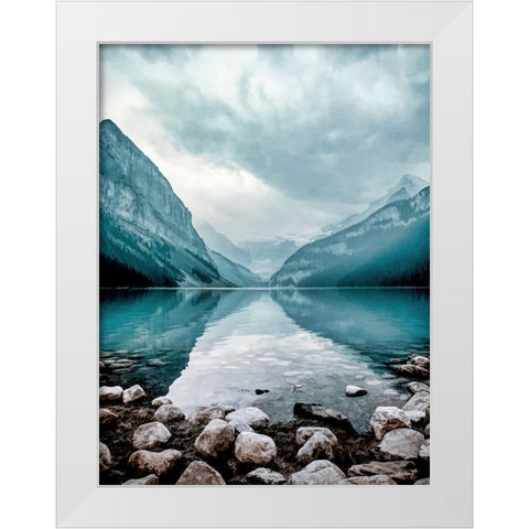 Glacial Lake  White Modern Wood Framed Art Print by Alpenglow Workshop