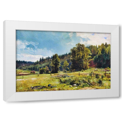 Meadow at the Forest Edge White Modern Wood Framed Art Print by Alpenglow Workshop