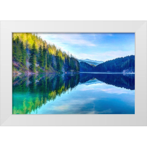 Mountain Lakeshore White Modern Wood Framed Art Print by Alpenglow Workshop