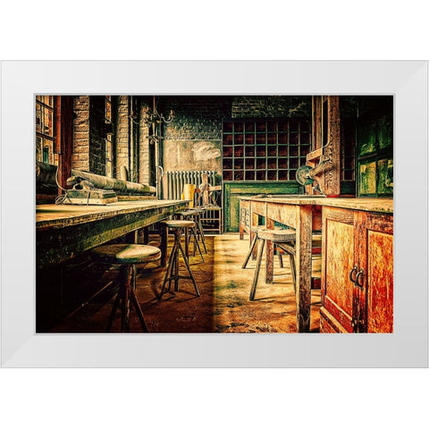 Olde Workshop White Modern Wood Framed Art Print by Alpenglow Workshop